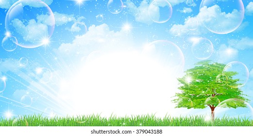 Tree leaves fresh green background