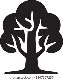 Árbol con el icono de las hojas Ilustración vectorial