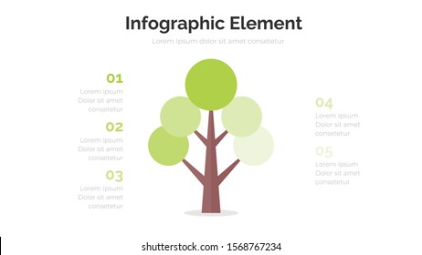 Tree leaves infographic design template with option or process for business presentation