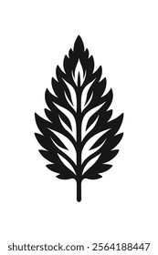 Tree leaves   isolated on white background. black silhouettes of leaves vector. Tropical exotic leaves 