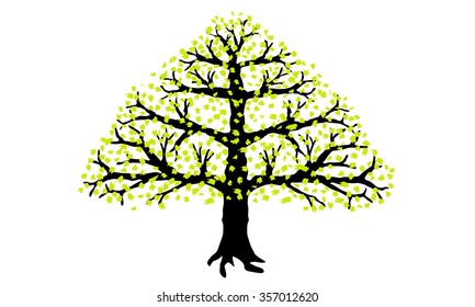 Tree with leaves isolated on a white background. EPS 10.