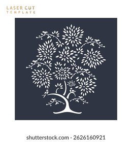Tree and leaves laser cutting template for interior decoration
