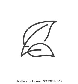 Tree leaves line icon. linear style sign for mobile concept and web design. Two leaves outline vector icon. Ecology, bio symbol, logo illustration. Vector graphics