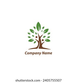 Tree with Leaves logo design icon template 