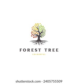Plantilla de icono de diseño de logotipo de árbol con hojas 