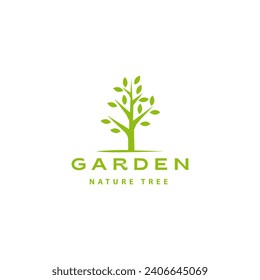 Tree with Leaves logo design icon 