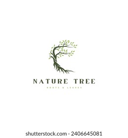 Tree with Leaves logo design icon 