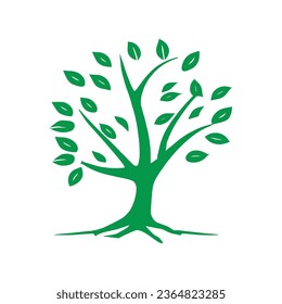 Tree and leaves logo on a white background. Vector illustration