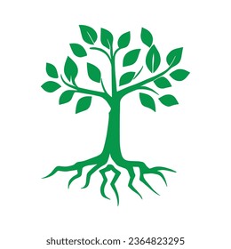 Tree and leaves logo on a white background. Vector illustration