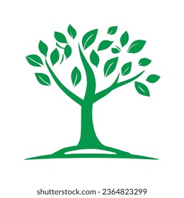 Tree and leaves logo on a white background. Vector illustration