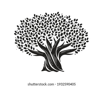 Tree with leaves. Nature concept decorative vector illustration