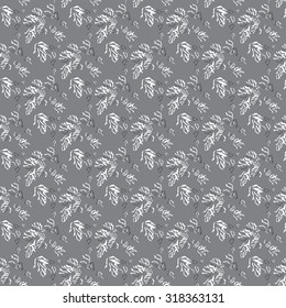 tree leaves on a gray background vector illustration seamless pattern