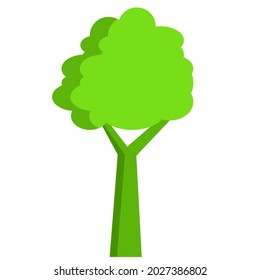 Tree with leaves on white background. Vector illustration