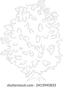 Árbol con ilustración vectorial de contorno de hojas