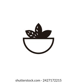 tree leaves pot silhouette icon vector 