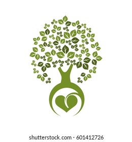 Tree with leaves and root, the symbol of eco