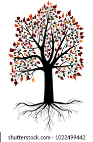 tree with leaves and roots vector