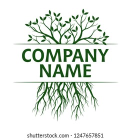 Tree with Leaves and Roots. Vector Illustration. Company name. Plant and Garden.
