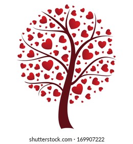 Tree with leaves in shape of a heart on it