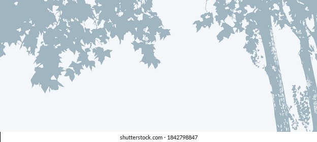Tree leaves silhouette vector banner background, maple foliage