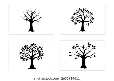 Árvore com folhas silhueta vetor ilustração