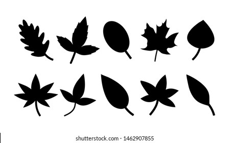 Tree Leaves Silhouettes Simple Black Nature Leaf Shape