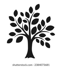 Tree with leaves simple icon for web and logo in flat style