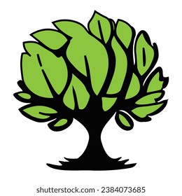 Tree with leaves simple icon for web and logo in flat style