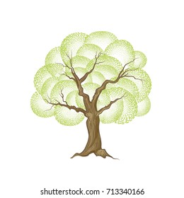 Tree with leaves. Summer nature vector sign