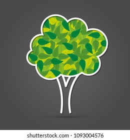 Tree with leaves symbol of ecology