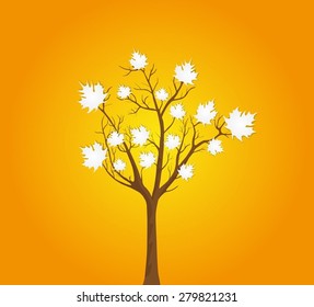 Tree and leaves from white paper.