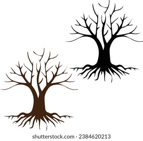 tree with leaves,tree, nature, vector, branch, illustration, leaf, silhouette, plant, design, art, spring, season, 