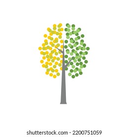 tree left and right brain illustration vector logo
