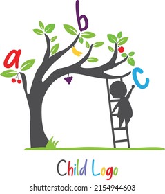 Tree Letter Colorful Kid Logo