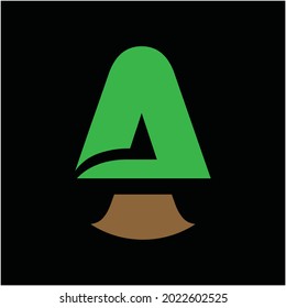 Letra de árbol A icono diseño vectorial