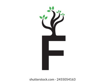 Ilustración vectorial de logotipo de árbol y letra