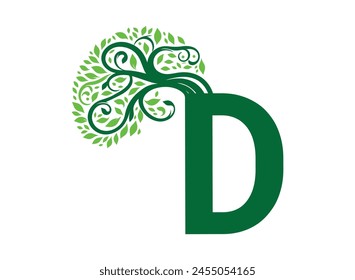 Baum- und Buchstabenlogo-Vektorillustration