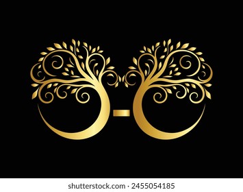 Ilustración vectorial de logotipo de árbol y letra