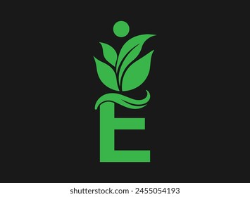 Ilustración vectorial de logotipo de árbol y letra