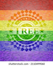 Emblema de colores lgbt de árbol. Ilustración vectorial. Mosaico. 