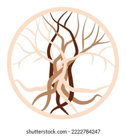 The tree of life, an ancient Celtic symbol, decorated with Scandinavian patterns. Beige fashion design.