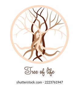El árbol de la vida, un antiguo símbolo celta, decorado con motivos escandinavos. Diseño de moda beige.