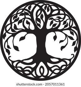 Tree of Life Black Vector on White Background