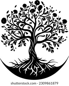 Tree of Life | Black and White Vector illustration