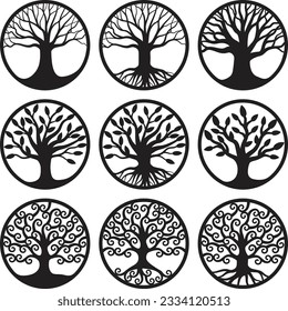 Tree of life circle silhouette , Cricut design