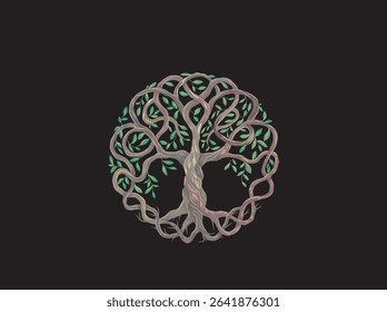 tree of life circular logo in celtic style. trss vintage logo.