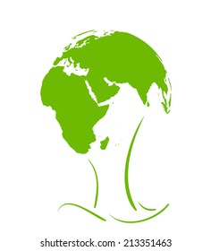 Tree of life with continents on the crown