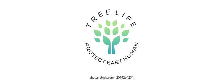 tree life design logo vector abstract nature