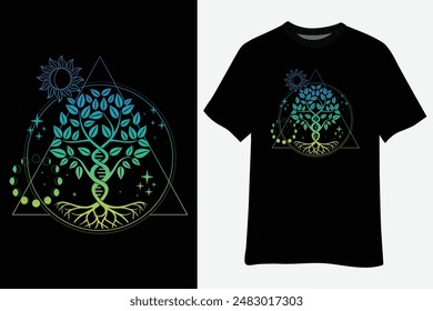 Tree Of Life DNA Science Genetics Earth Day Genealogy T-Shirt