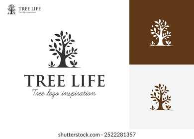 Tree life garden silhouette simple logo icon design, tree branch vector illustration for life park gardening logo template